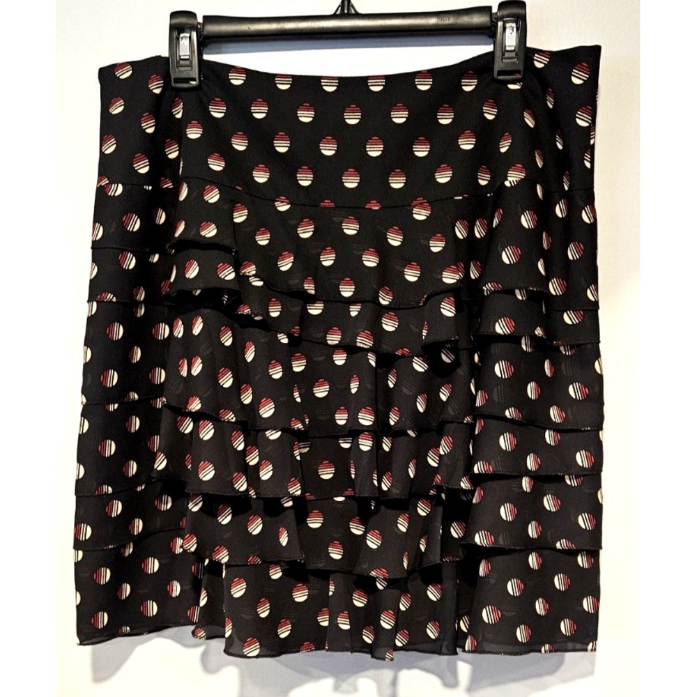 NWT Anne Taylor Loft Size 12 Skirt Side Zip Black All Over Print